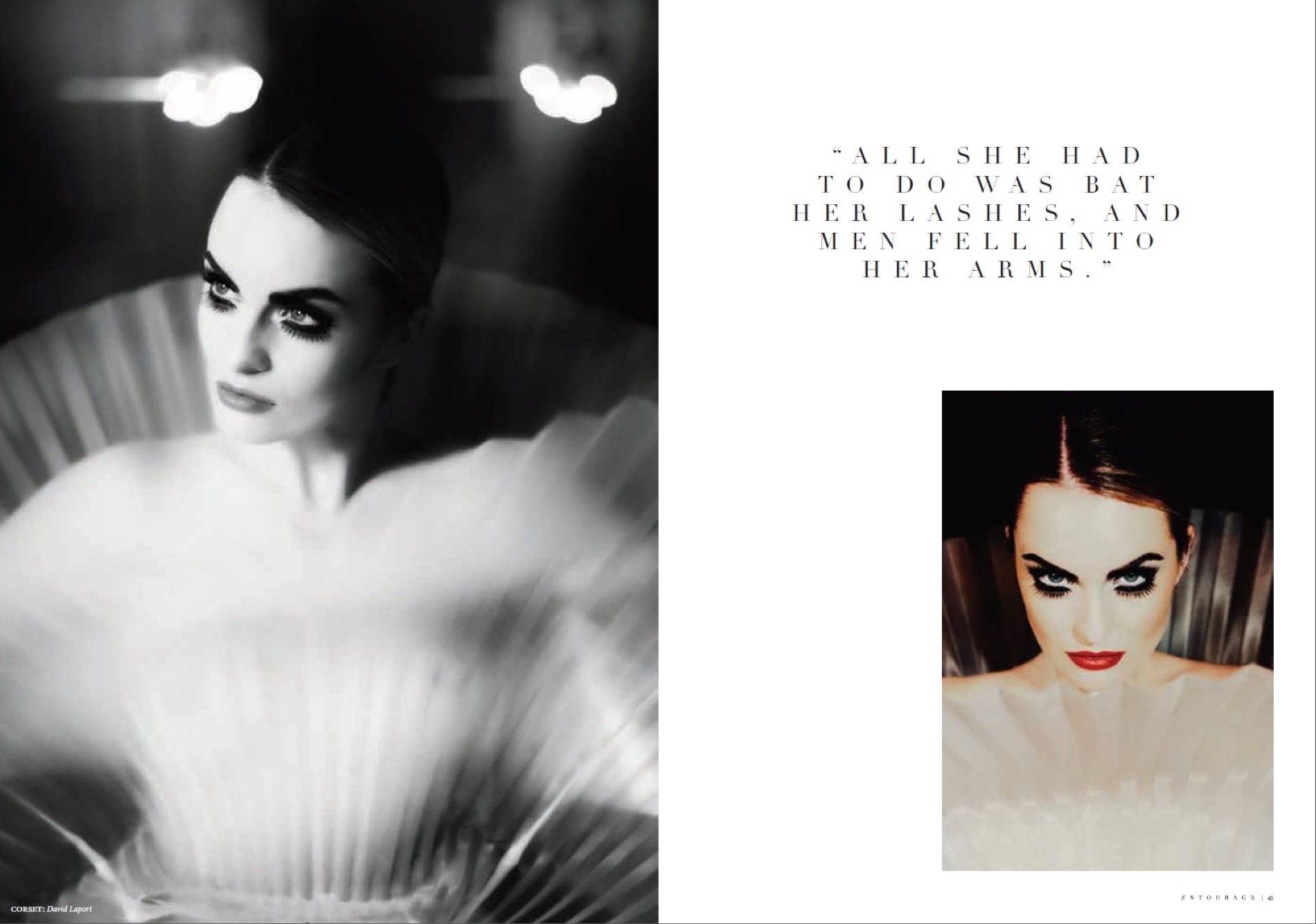 Published editorial hair and make-up work in a magazine